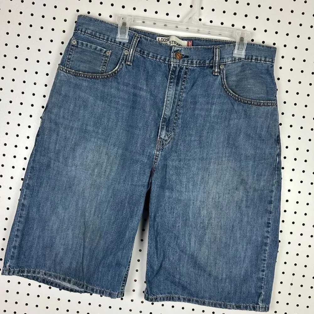 Levi's 569 Loose Straight Jean Shorts Size 36 Streetwear Skater Baggy Distressed